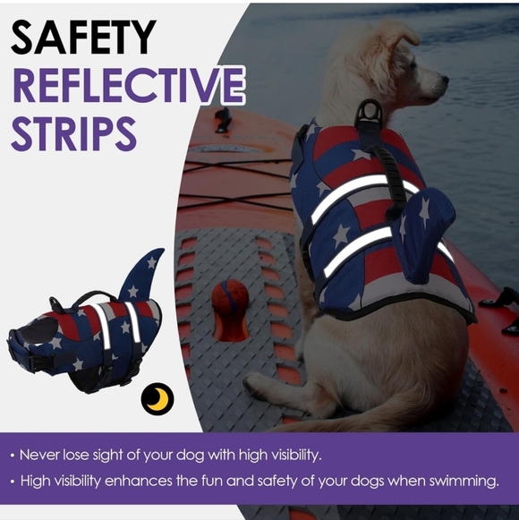 Patriotic Dog Life Jacket with Shark Fin New - Picture 3 of 14